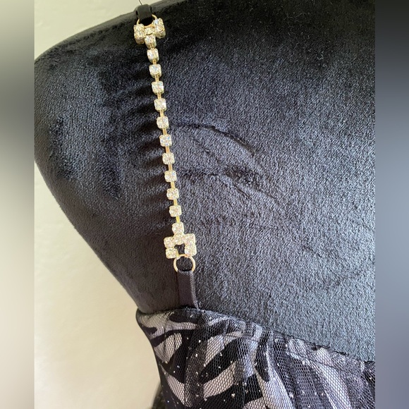 Speechless Sparkly Zebra Print Dress w/ Bow & Rhinestone Straps - Picture 4 of 6